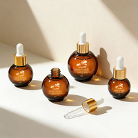 Flacons en verre pour sérum facial rond et luxueux de 10 ml, 20 ml, 30 ml, 50 ml, personnalisés, avec compte-gouttes, pour huiles essentielles
