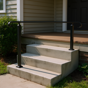 Rampe en fer forgé pour escaliers extérieurs, 1,4 m, flexible, noire, style transitionnel, pour escaliers en béton, rampe de porche avant - Product Image 2