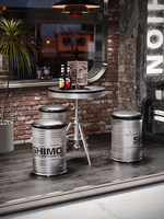 Ensemble de meubles de salle à manger vintage industriels en fûts d'huile, table et chaises en métal pour café, pub, restaurant, fabricant OEM, vente en gros
