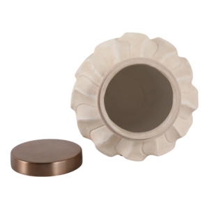 Vaso in Ceramica con Coperchio in Metallo Design Ondulato per Arredamento Casa - Product Image 6