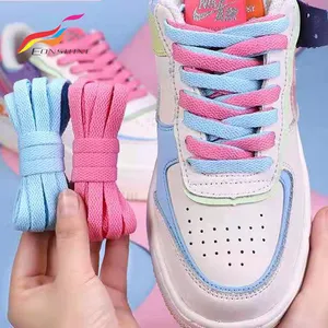 Commercio all'ingrosso di Modo di Tendenza Poliestere Colorato Piatto Singolo Strato Confortevole Materiale Durevole Lacci Delle Scarpe