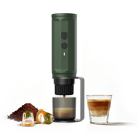 Machine à café électrique portable 2-en-1 expresso/capsule, 15 bars de pression, boîtier ABS, capacité 1 tasse, pour camping-car, hôtel, usage domestique