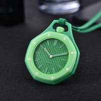 Montre de poche analogique à quartz de forme octogonale avec cordon en cuir pour femmes et hommes