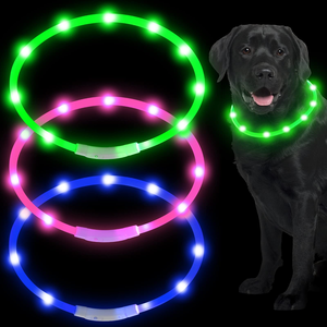 Glowing <b>Dog</b> <b>Collar</b> Adjustable Flashing Luminous Night Safety Pet Necklace Glow in Dark Light up LED <b>Dog</b> <b>Collar</b> USB Rechargeable - Product Image 1