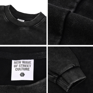 Vente en gros de pull de haute qualité printemps personnalisé lavage à l'acide à manches longues surdimensionné 100% coton femmes sweat-shirt court - Product Image 4