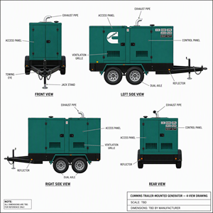 Generador Diésel Cummins de 60 kVA, 48 kW, Silencioso, Trifásico, 400/230 V, 50 Hz, Arranque Automático, para Hogar, Centros Comerciales, Aeropuertos, con Certificación EPA, CE y EAC - Product Image 5