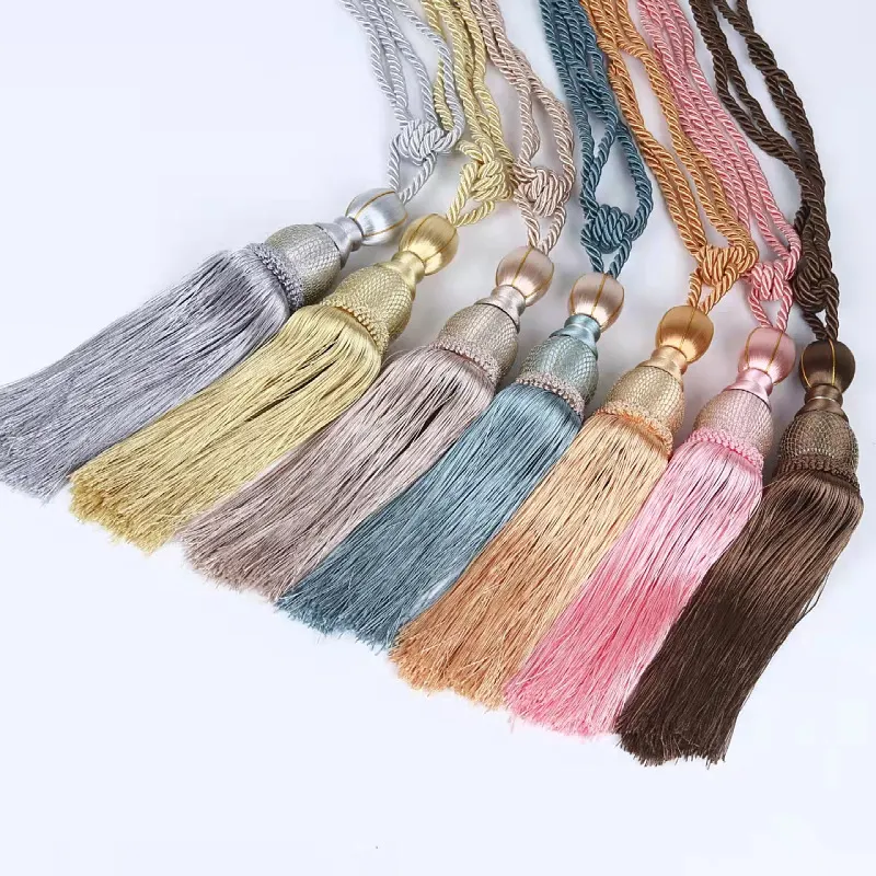 Factory source curtain fringe gold wire tennis strap creative curtain binding rope hanging tassel hanging ball accessories