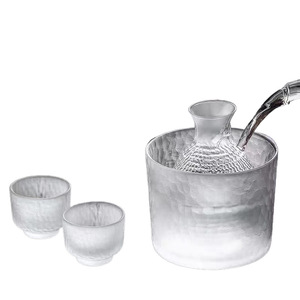 Japanese Hammered Sake Set Matte Glass Sake Bottle And Cups Household Wine Drinking Gift Set - Product Image 5