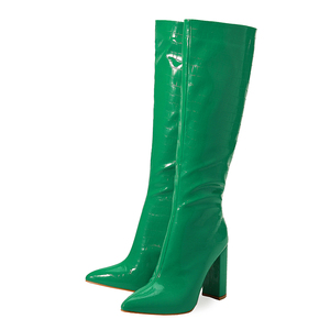 2022 T-stage Hot Style Winter European and American Pointed Toe Thick Heel Side Zipper Ankle Boots Plus Size Ankle Boots - Product Image 5