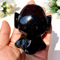 Statue de vampire en obsidienne naturelle de 7,8 cm - Figurine en cristal sculptée à la main pour la décoration d'Halloween