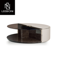 Mobilier italien haut de gamme Table à thé élégante en verre Table basse ronde de style simple