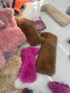 Stivali al Ginocchio in Pelliccia di Barboncino da 72CM per <span class=keywords><strong>Donna</strong></span>, Set di Stivali da Neve in Finta Pelliccia e Borsa, Morbidi Stivali Alti al Ginocchio in Pelliccia Mongola con Punta Rotonda - Product Image 6