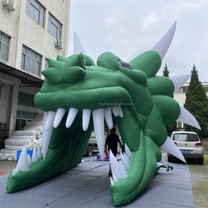 Màu Xanh Lá Cây khổng lồ Rồng Đầu <span class=keywords><strong>Inflatable</strong></span> đường hầm lối vào lều với quạt gió cho các sự kiện quảng cáo kinh doanh - Product Image 1