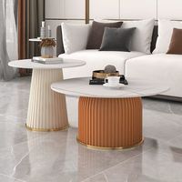 Ensemble de petite table basse ronde de Style nordique lumière luxe moderne créatif à la mode pour petits appartements en pierre