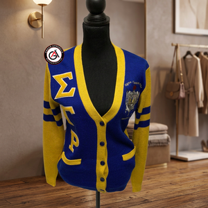 Sigma เสื้อสเวตเตอร์คาร์ดิแกนผู้หญิง,เสื้อสเวตเตอร์คาร์ดิแกนเย็บลายแกมมา Rho Soror สำหรับผู้หญิง - Product Image 2
