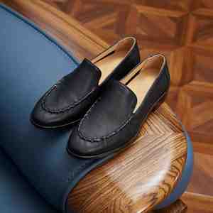 Mocassins pour hommes à bout carré, style Goodyear Welt, à lacets, respirants, légers, antidérapants, pour affaires et décontracté britannique, chaussures basses - Product Image 1