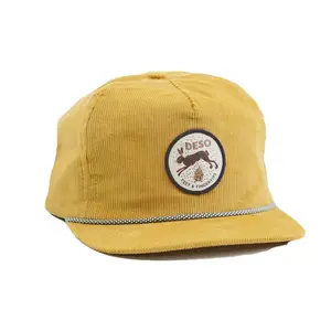 Оптовая продажа, винтажная вышивка на заказ, неструктурированная Вельветовая шляпа с 5 панелями, кепка для серфинга, бейсболка для мужчин