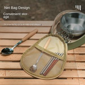 Sac de rangement imperméable en tissu Oxford de grande capacité, table de camping moderne en acier inoxydable, kit de vaisselle, bol à neige - Product Image 3