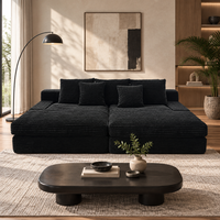 Luxuriöses, modernes, quadratisches Vakuum-Kompressions-Schlafsofa im Lazy-Style: Plüsch-Wolkensofa mit extra breiter Sitztiefe und dicken Streifen für Villen
