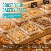 Boîte à dessert carrée en plastique de qualité alimentaire, avec couvercle transparent haut et bombé, et plateau blanc gaufré pour gâteau individuel à une couche entière