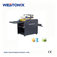 ماكينة تغليف أوتوماتيكية رقمية تعمل بالزيت والكهرباء من WESTONIX 390/520/650 للملصقات الحساسة للضغط والمنسوجات والأكياس