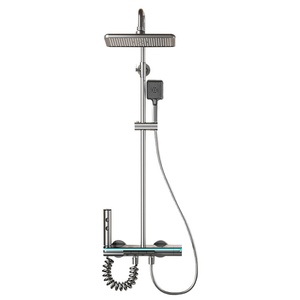 Set Doccia Termostatico con Display Digitale a Tasti Pianoforte, <span class=keywords><strong>Miscelatore</strong></span> a Pioggia <span class=keywords><strong>da</strong></span> Parete per Bagno - Product Image 5
