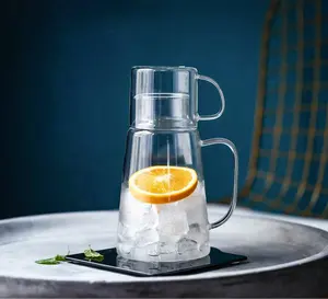 Drinkware Eco-friendly Big Capacity Glass Pitcher With One Glass Cup In One Set
