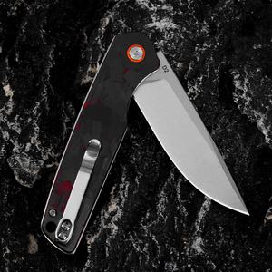 Cuchillo Plegable de Bolsillo Pequeño, Hoja de Acero D2, Punta de Gota, Mango de Fibra de Carbono, EDC, Caza, Camping, Bricolaje, OEM - Product Image 3