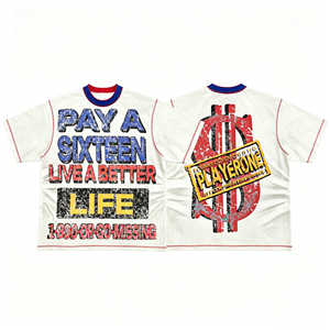 T-shirt Homme Personnalisé OEM, Style Streetwear Vintage Usé, Imprimé Graphique, Coupe Oversize Boxy Courte, Effet Délavé à l'Acide - Product Image 4