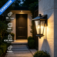 Lámpara de Pared Exterior LED de Aluminio Fundido a Presión, Estilo Americano Retro, IP44, Impermeable, CRI 80, Negra, Decoración de Jardín