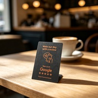 Support RFID en bois avec logo personnalisé, touchez pour ouvrir le lien de commande pour les restaurants