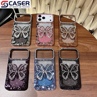 Coque de Téléphone Antichoc de Luxe à Motif Papillon 3D, Style Diamant Dégradé, pour iPhone 17 Air Pro et iPhone 16