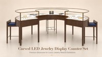 Maßgefertigte Schmuck-Vitrine Gebogene Inseltheke Glas-Schaukasten Einzelhandels-Displaymöbel Ladeneinrichtung mit LED-Beleuchtung