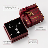 Boîte à bijoux en velours personnalisée, emballage de luxe, ensemble bague et collier Forever Love, Saint-Valentin, vente en gros, OEM, ODM, usine