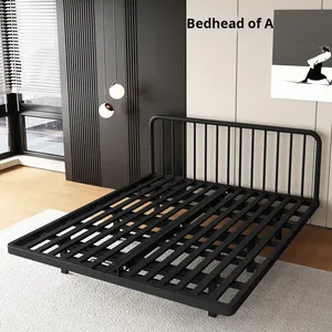 Cama Flotante con Estructura de Hierro Estilo Italiano Minimalista Sin Cabecera, Moderna y Sencilla, Desplegable, para Dormitorio Principal - Product Image 5