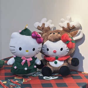 Mainan Boneka Natal Rusa Kutub Hello Kitty dari Gudang AS, Pengiriman 3-5 Hari, Boneka Kucing Sanrio Lucu, Boneka Hewan Isi Lembut, Hadiah - Product Image 2