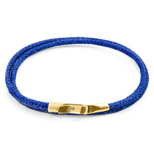 Bracelet en or jaune 9 carats et cuir de raie bleu azur Liverpool - Product Image 1
