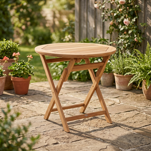 Outdoor Solid Teak <b>Round</b> <b>Folding</b> Dining <b>Table</b>-Waterproof Eco-Friendly Durable Modern Design - Product Image 2