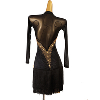 Nouvelle robe de danse latine Performance compétition robe professionnelle gland jupe fendue Rumba Cha Denim robe de danse