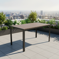 Table de jardin de haute qualité en plastique, bois et acier pour jardin, patio, cour