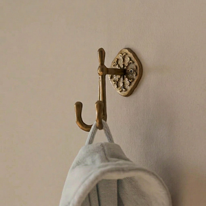Vintage Brass Wall <b>Hook</b> With Carved Design For Bathroom Towel Hanging Single Tier Metal <b>Hook</b> - Product Image 1