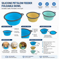 Tapis de léchage en silicone pour animaux de compagnie, bol pliable anti-déversement pour chats et chiens