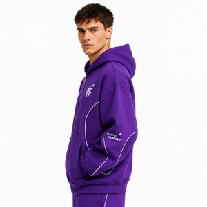 Sweat à capuche épais pour hommes, qualité supérieure, vente en gros, OEM, en <span class=keywords><strong>tissu</strong></span> composite graphique, violet, zippé, 650 g/m², en maille - Product Image 2