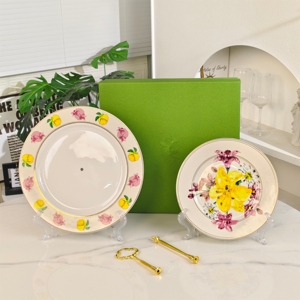 Assiette de présentation moderne de luxe en porcelaine fine à motif végétal à 2 couches, écologique - Product Image 2