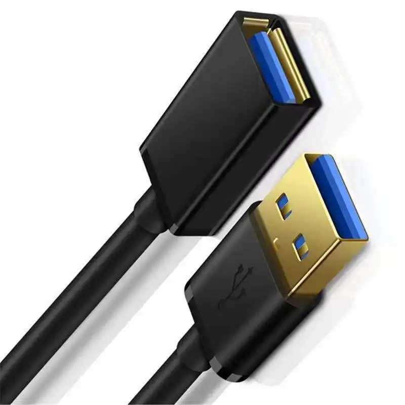 Kabel ekstensi USB 3.0 pria ke wanita, kabel ekstensi pengisian daya sinkronisasi Data USB 5Gbps kecepatan Super hitam