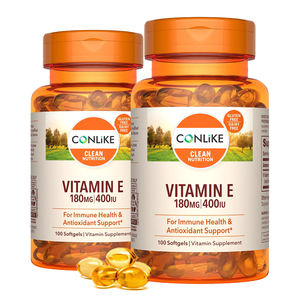 Capsule di Vitamina <span class=keywords><strong>E</strong></span> 100% Naturale OEM, Supporto alla Bellezza, Senza Glutine, Senza Lattosio, Non OGM, 180mg 400UI, 60 Capsule Morbide per Adulti - Product Image 1