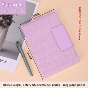 Carnet d'affaires à couverture rigide en similicuir à motif tissé créatif, boucle à carreaux, 100 feuilles, cadeau d'entreprise, carnet de notes - Product Image 5