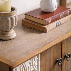 American Style Retro Carved Entryway Cabinet Solid Wood <b>Storage</b> <b>Sideboard</b> For Living Room Foyer 900mm High - Product Image 5
