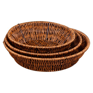 <b>Plastic</b> Imitation Rattan Fruit <b>Basket</b> Circle Stackable Deep Bottom Storage Display <b>Basket</b> - Product Image 3