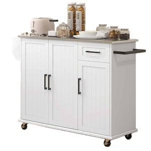 Cross-border movable <b>kitchen</b> island with wheels, simple and stylish design, large-capacity sideboard - Product Image 5